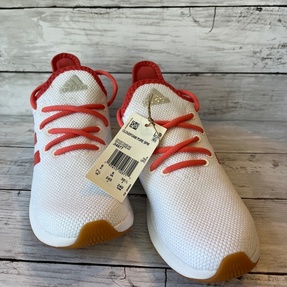 Adidas White and Coral Sneakers - Picture 1 of 4
